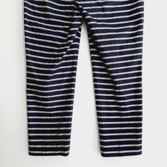 GAP Slim Crop Cropped Stripe Pants Navy Blue Sz 10 - Picture 7 of 9